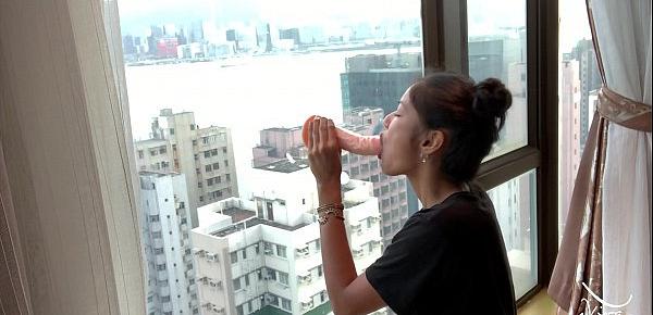  NAUGHTY DESI COLLEGE TEEN RIDES DILDO AGAINST HONG KONG SKYSCRAPER WINDOW